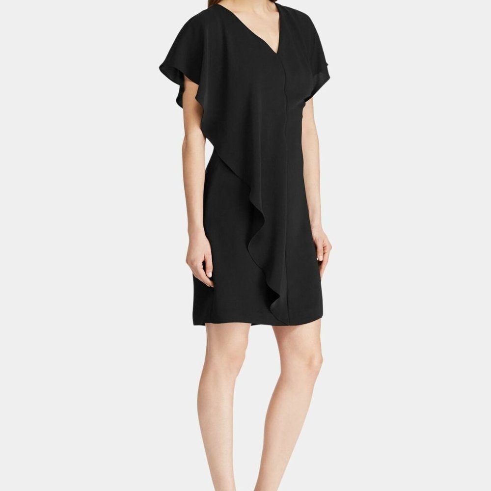 Ralph Lauren Ruffled Sheath Black Dress 6 NWT$155